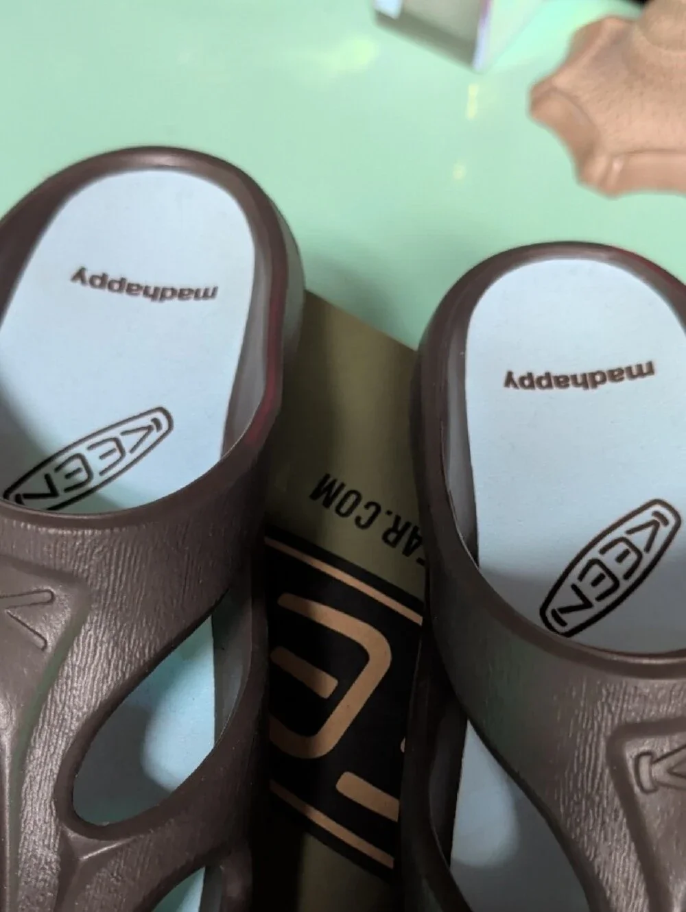 Keen Brown Slip-On Ventilated Clog with Light Blue Footbed